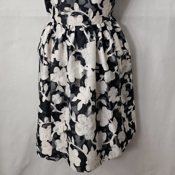 Kate Spade Jacquard Party Dress 4 Floral Keyhole POCKETS Fit Flare Black Pink - Picture 4 of 14